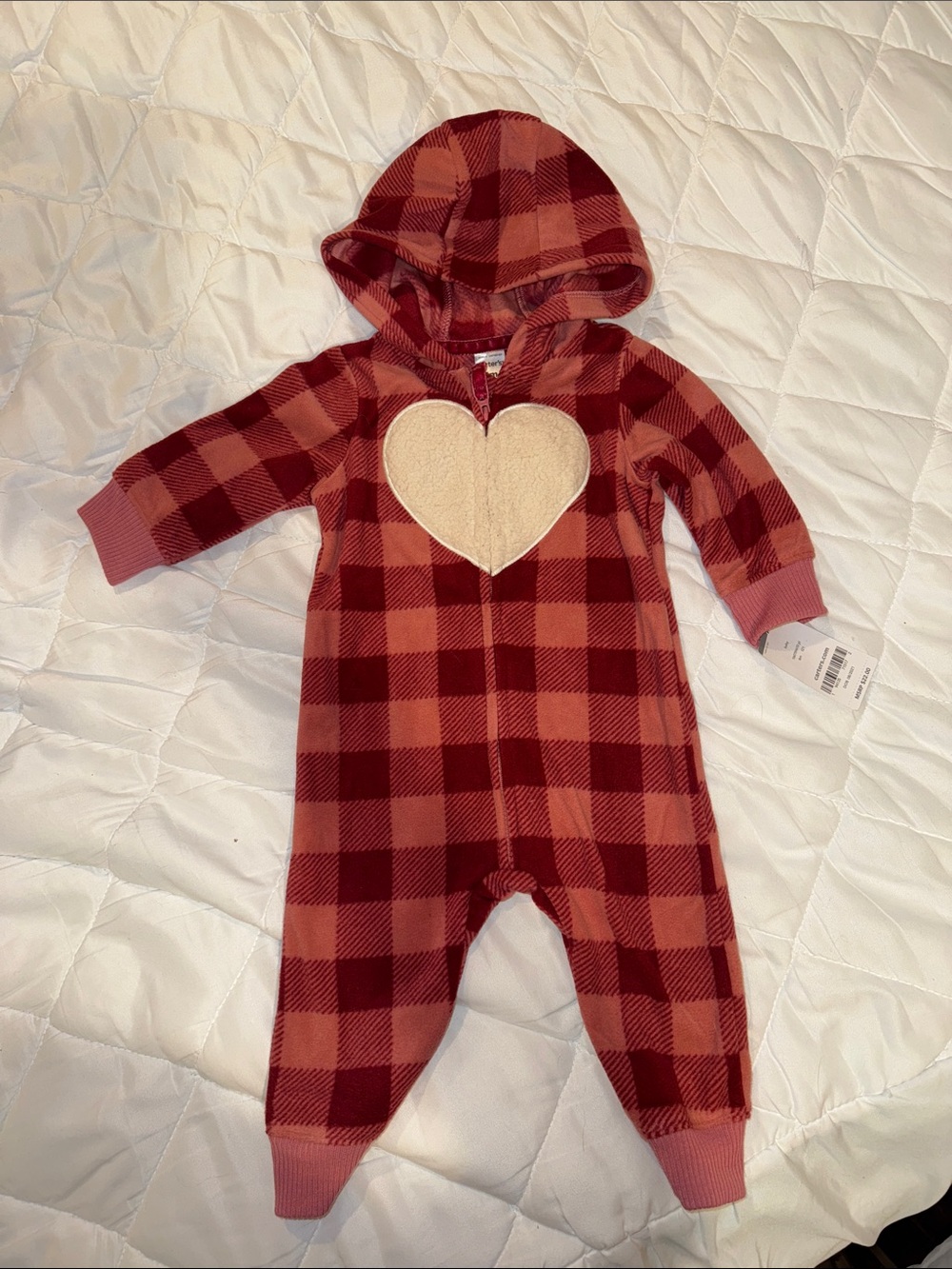 Buffalo Plaid Heart Hooded One-Piece for Kids - Carter’s